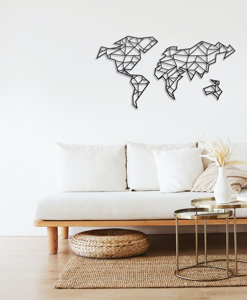 Metal World Map Wall Art Metal Wall Art Map Wooden Map of Etsy
