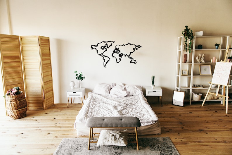 Metal Wall Art World Map Metal Wall Decor Iron World Map Etsy