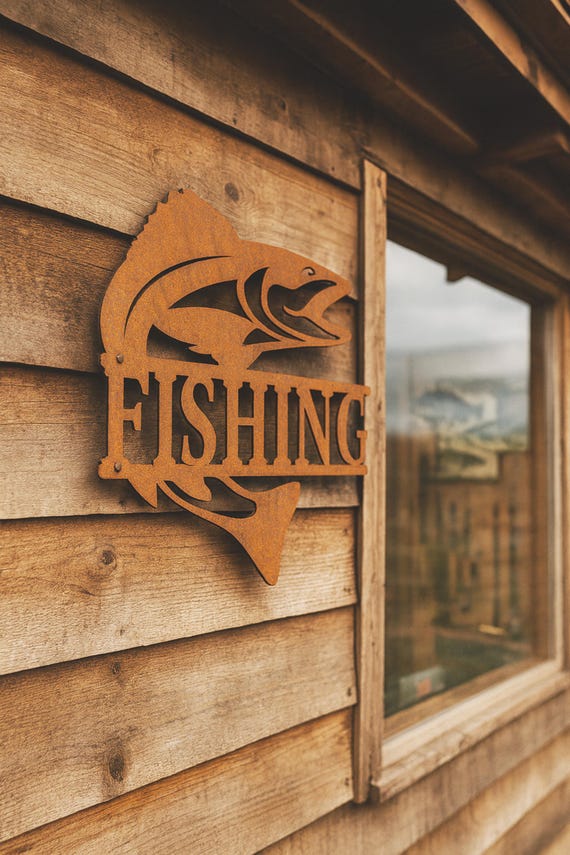 Personalized Corten Steel Fish Wall Art – Rustic Cabin Decor - Etsy
