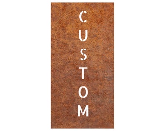 Custom Corten Number Vertical Plaque, House Address Rusted Steel, Company Name Plaque Custom, Rusted Steel Custom Letters, Corten Sign