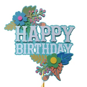 CAKE TOPPER - Flower cake Topper, Red, Birthday Cake Topper, Cake Topper, paper Cake Topper, Glitter,