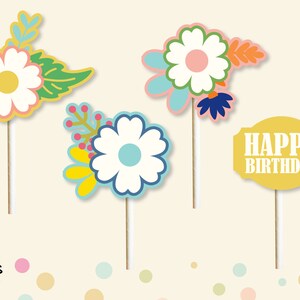 CUPCAKE TOPPER - cupcake topper,  party,  cake picks, flower cupcake topper