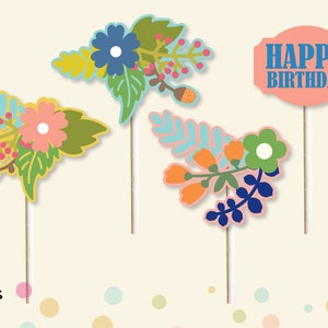 CUPCAKE TOPPER - cupcake topper,  party,  cake picks, flower cupcake topper