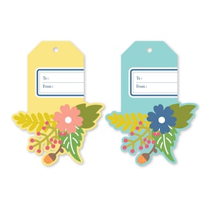 ETIQUETAS DE REGALO - Flor, conjunto de 12, etiquetas de regalo, mini tarjetas, etiquetas de regalo, etiquetas de cumpleaños feliz, etiquetas colgantes, para usted etiquetas, etiquetas de favor de fiesta