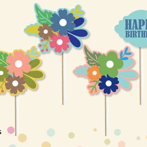 CUPCAKE TOPPER - cupcake topper,  party,  cake picks, flower cupcake topper