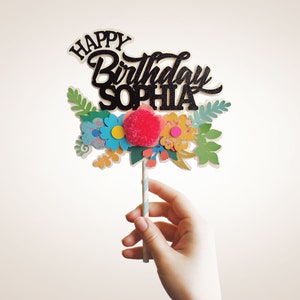 CAKE TOPPER - joyeux anniversaire de gâteau avec nom, anniversaire, gâteau d&#39;anniversaire, gâteau personnalisé, gâteau personnalisé, paillettes,