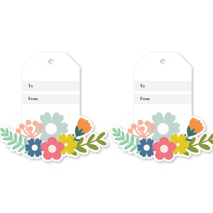ギフトタグ - Floret、12 個セット、ギフトラベル、ミニカード、ギフトタグ、ハッピーバースデータグ、ハングタグ、フォーユータグ、パーティー記念品タグ
