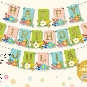 BANNER -  Happy Birthday Golden Bunting, wall decor, birthday banner, birthday decor, party banner