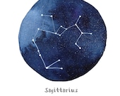 SAGITTARIUS Constellation Zodiac Greeting Card Birthday Card Astronomy Stars