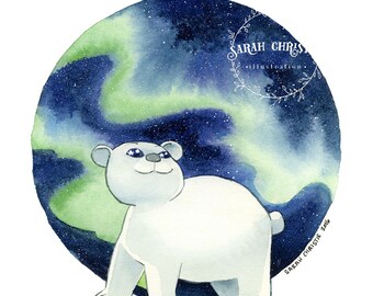 Baby Polar Bear Canadian Animals Nursery Print 8x10 watercolor print