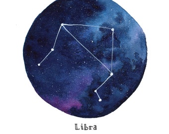 LIBRA Constellation Zodiac Greeting Card Birthday Card Astronomy Stars