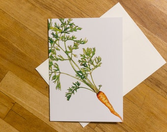 Carrot Greeting Card 5x7 Blank Greeting Card, Botanical Print, Thank You Card,