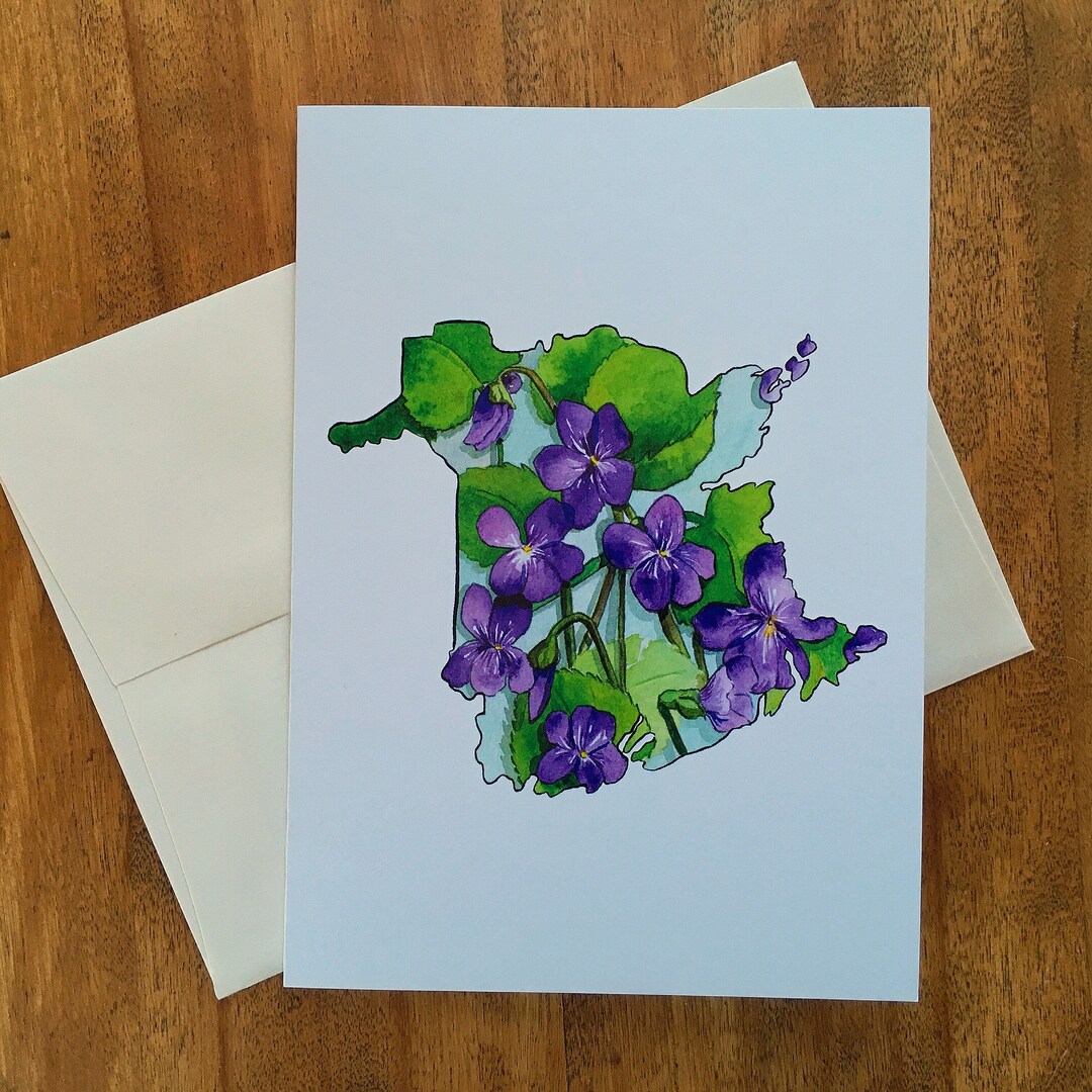 Greeting Card New Brunswick Purple Violet Canadian Provincial Etsy