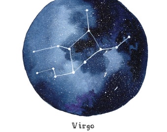 VIRGO Constellation Zodiac Greeting Card Birthday Card Astronomy Stars