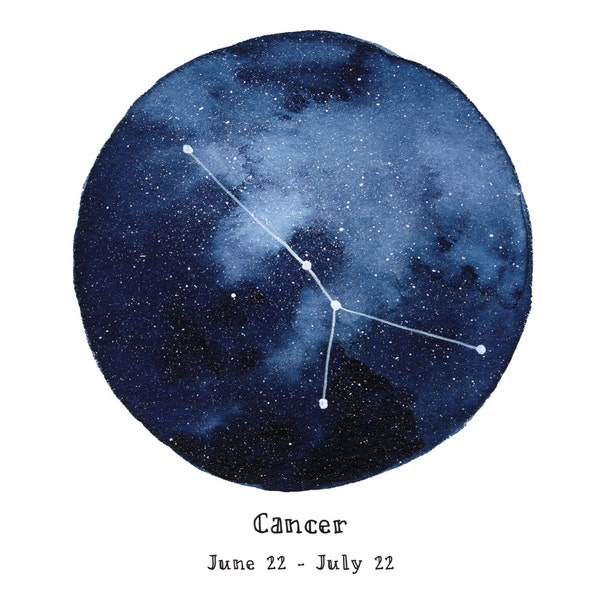 CANCER Constellation Zodiac Greeting Card Birthday Card Astronomy Stars