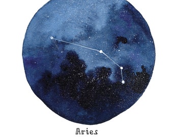 ARIES Constellation Zodiac Greeting Card Birthday Card Astronomy Stars