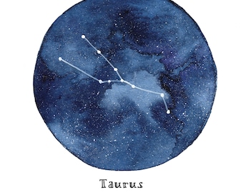 TAURUS Constellation Zodiac Greeting Card Birthday Card Astronomy Stars