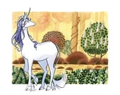 The Last Unicorn, Gouache Print, 8" x 10", Fantasy Art