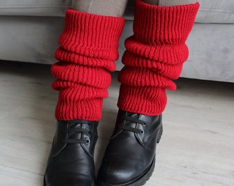 Wool hand-made leg warmers.  Knitted Leggings. Ankle Warmers. Stripes