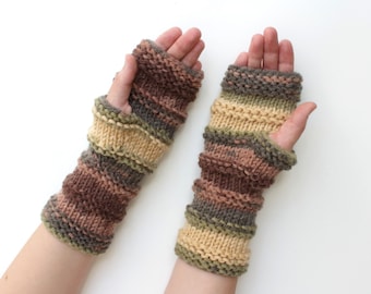 Hand-made adult fingerless mittens, vegan fingerless gloves, acrylic arm warmers, Christmas Gift, Chunky Gloves,Ready for shipping