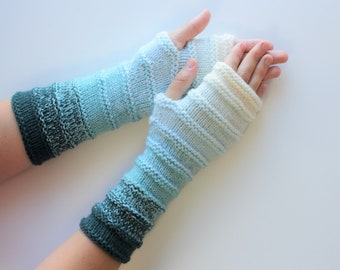 Mitaines longues sans doigts, gants sans doigts, chauffe-bras en acrylique et en laine, cadeau de Noël, gants chunky pour adultes faits à la main, prêts à être expédiés