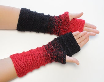 Fingerless gloves, acrylic and wool arm warmers, Christmas Gift, Chunky Gloves, Hand-made adult long fingerless mittens, Ready for shipping