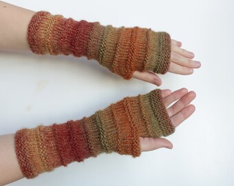 Long fingerless mittens, fingerless gloves, acrylic and wool arm warmers, Christmas Gift, Handmade adult Chunky Gloves,Ready for shipping