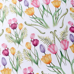 Tulip Floral Wrapping Paper, Watercolour Botanical Paper, Birthday Flowers Plant Lovers Gardener Gift Wrap Sheets image 6