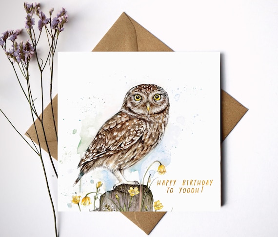 Owl Happy Birthday Card Cute Birthday Card Owl Happy Birthday