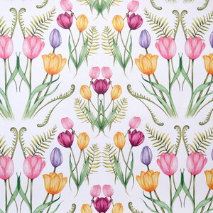 Tulip Floral Wrapping Paper, Watercolour Botanical Paper, Birthday Flowers Plant Lovers Gardener Gift Wrap Sheets image 5