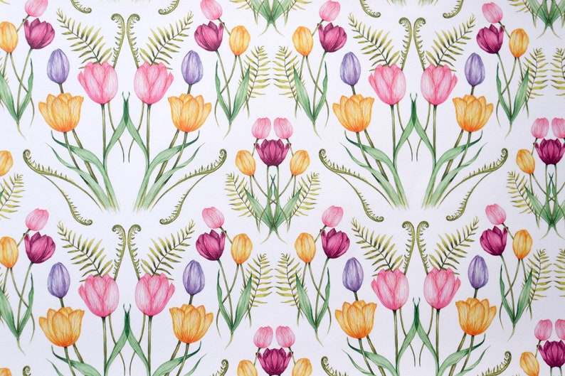 Tulip Floral Wrapping Paper, Watercolour Botanical Paper, Birthday Flowers Plant Lovers Gardener Gift Wrap Sheets image 5