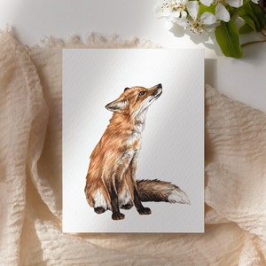 Biscuit the Fox, Urban Fox Charity Print Nature Watercolour Illustration Fine Art Mini Print, Animal Nursery Art, 5x7 A5 image 1