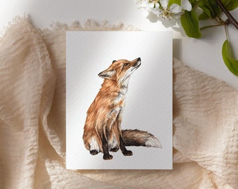 Biscuit the Fox, Urban Fox Charity Print Nature Watercolour Illustration Fine Art Mini Print, Animal Nursery Art, 5x7" A5