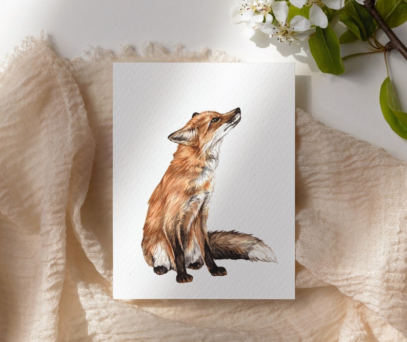 Biscuit the Fox, Urban Fox Charity Print Nature Watercolour Illustration Fine Art Mini Print, Animal Nursery Art, 5x7 A5 image 1