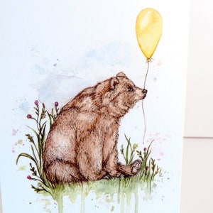 Bodie the Bear Greetings Card Birthday Balloon Cute Watercolour Illustrated Animal Card A6 image 5