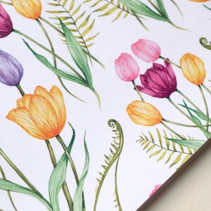 Tulip Floral Wrapping Paper, Watercolour Botanical Paper, Birthday Flowers Plant Lovers Gardener Gift Wrap Sheets image 8