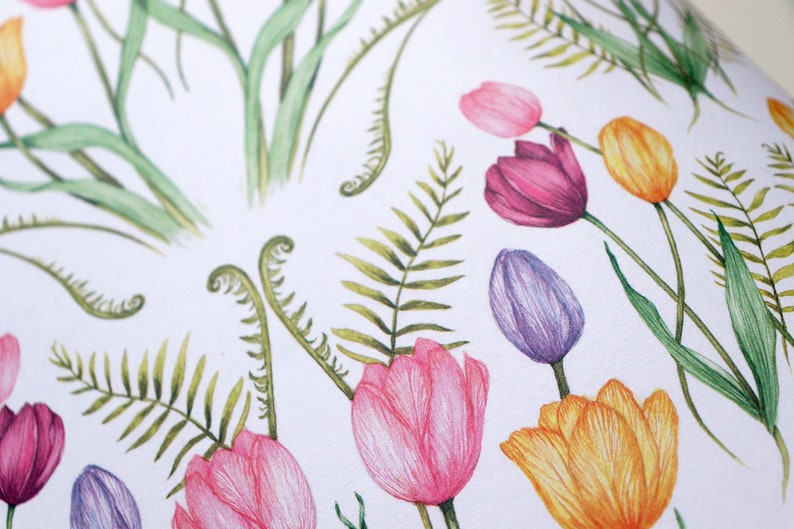 Tulip Floral Wrapping Paper, Watercolour Botanical Paper, Birthday Flowers Plant Lovers Gardener Gift Wrap Sheets image 7