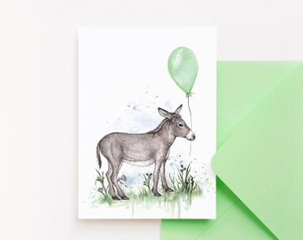 PRINTABLE Donkey Birthday Card Farm Animal Happy Birthday - Etsy