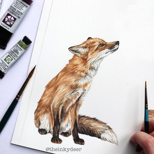 Biscuit the Fox, Urban Fox Charity Print Nature Watercolour Illustration Fine Art Mini Print, Animal Nursery Art, 5x7 A5 image 5