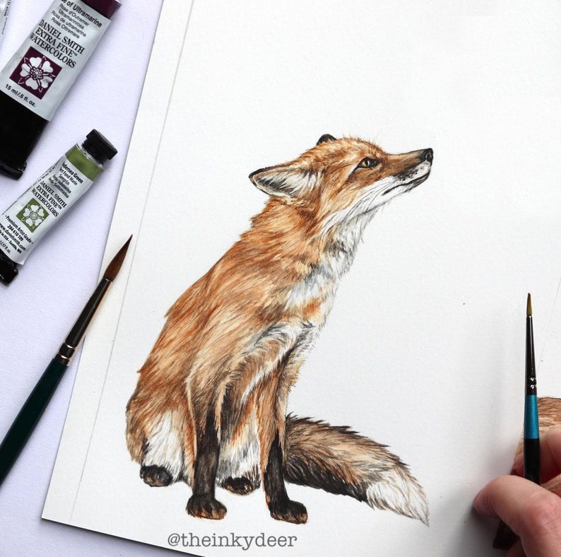 Biscuit the Fox, Urban Fox Charity Print Nature Watercolour Illustration Fine Art Mini Print, Animal Nursery Art, 5x7 A5 image 5