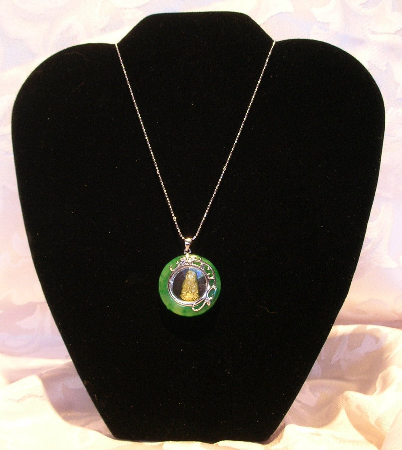 Mike Z. Odirui Jade Pendant With Spinning Buddha in Center