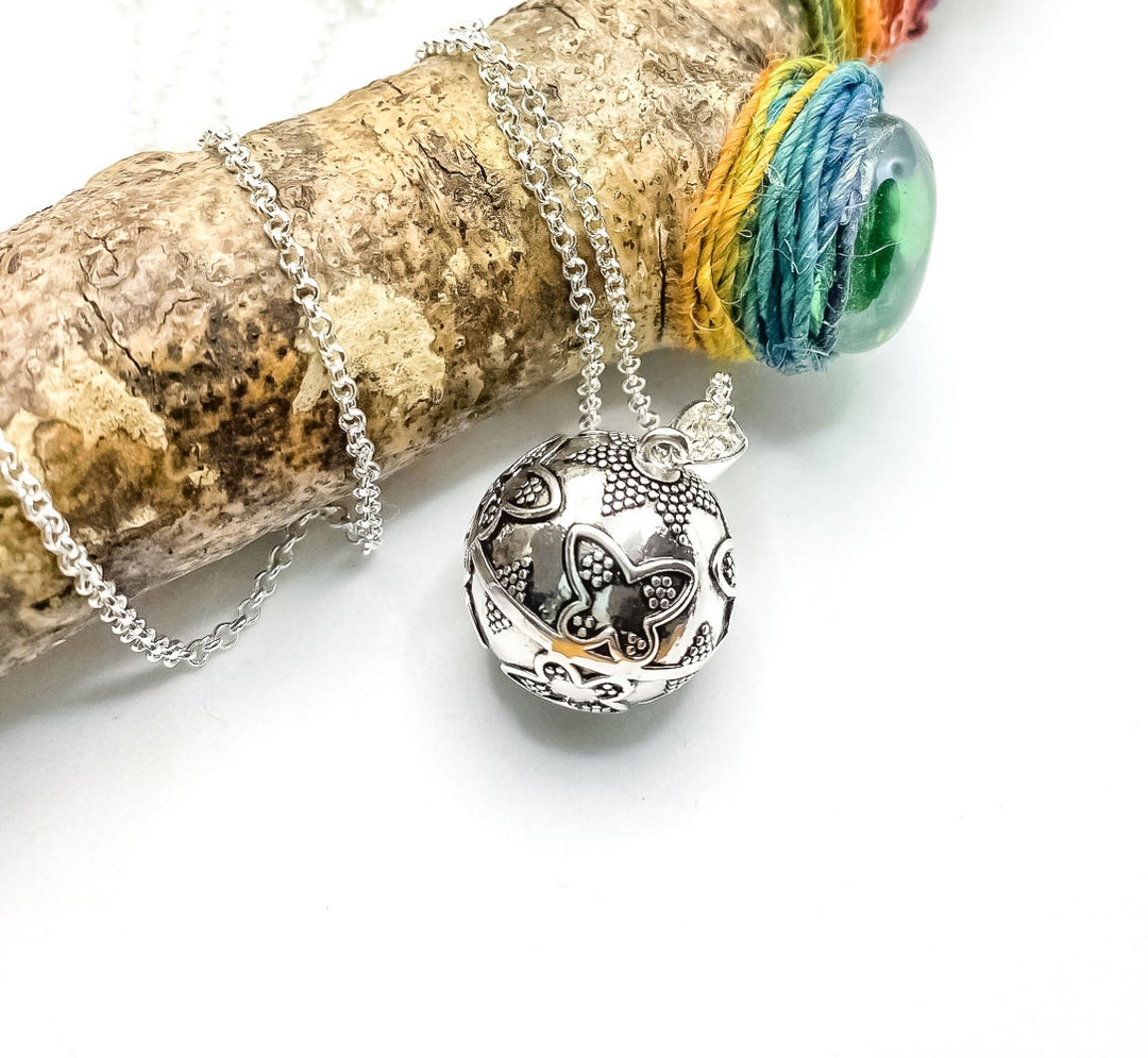 Beautiful Pregnancy Bola Necklace, Butterfly, Harmony Ball, Mum to Be Gift, Baby Shower, Mexican