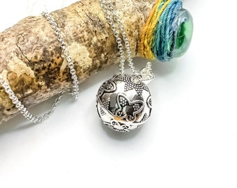 Beautiful Pregnancy Bola Necklace, Butterfly, Harmony Ball, Mum to be Gift, Baby Shower, Mexican Bola, Angel Caller, Chime Necklace