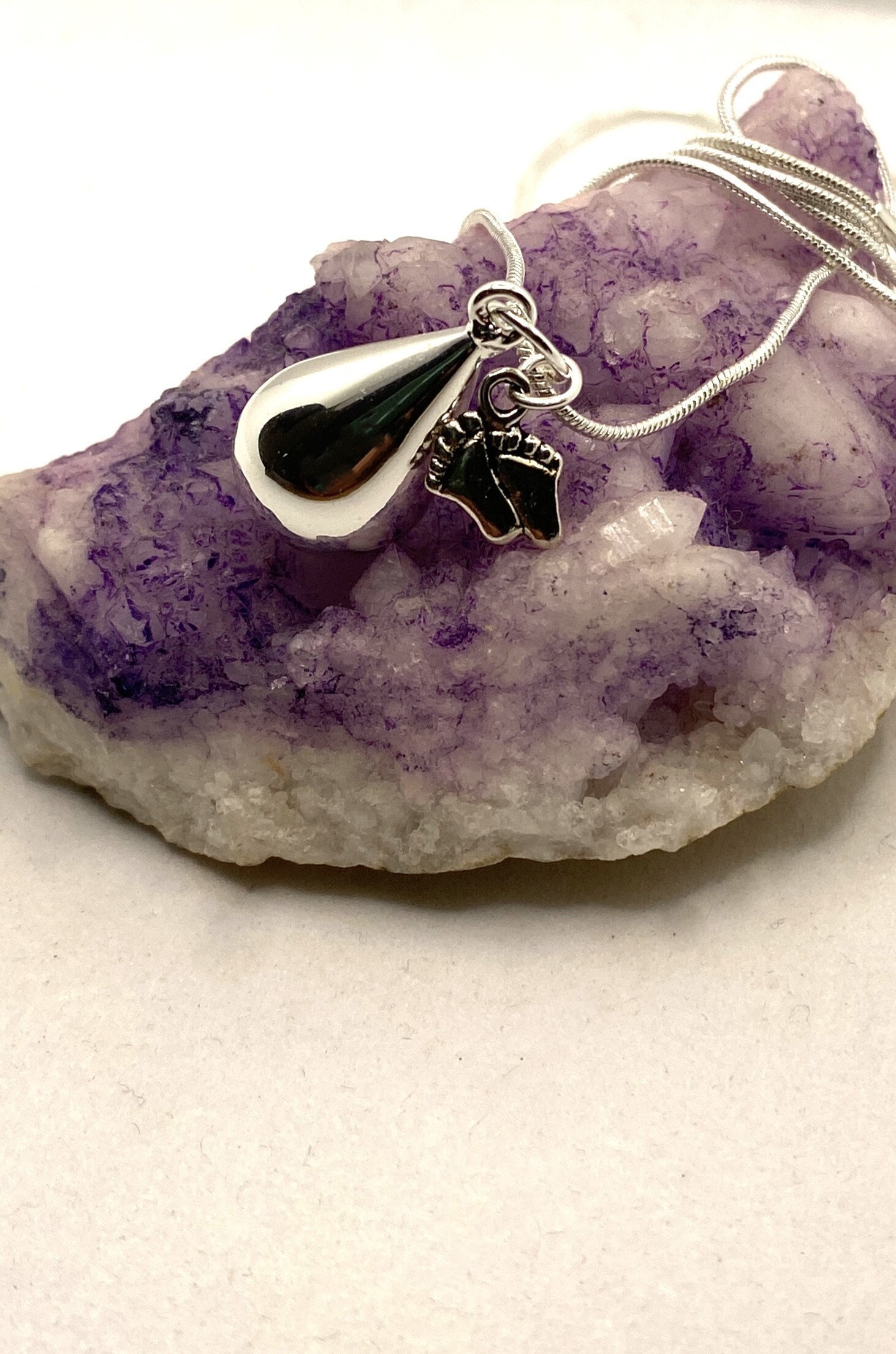 Small Drop shaped Pregnancy Bola with Baby feet charm, Harmony Ball, Mum to be Gift, Baby Shower Gift, Mexican Bola, Angel Caller