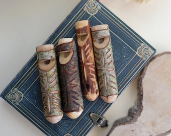 Handmade Wooden Whistle With Carved Ornaments