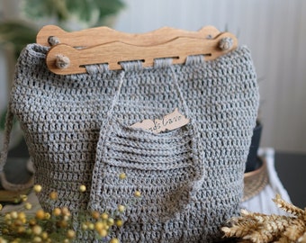 Viking Birka Borsa a tracolla con manici in legno