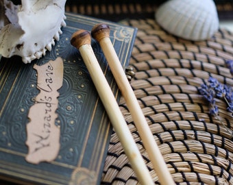 Set of Single Pointed Natural Wood Hand Made Knitting Needles