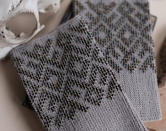Beaded Wool Wrist Warmers: Hand-Knitted Fingerless Gloves