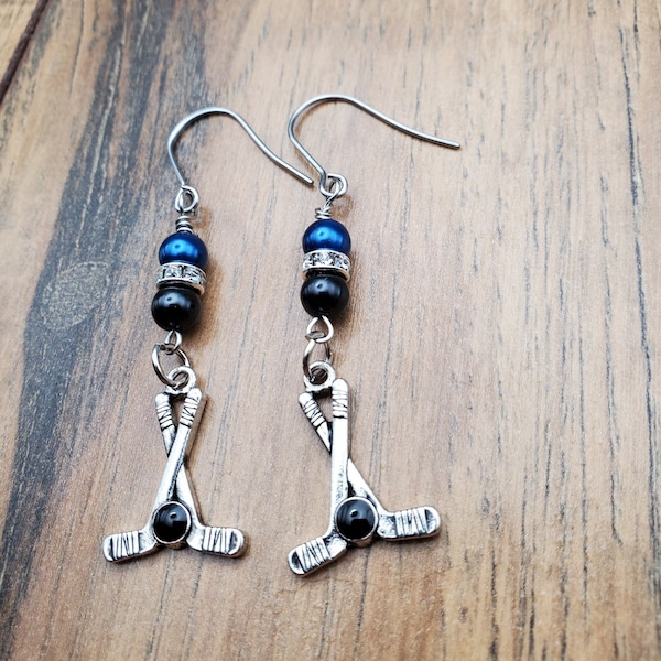 Hockey Earrings, Hockey Gifts, Senior Night Team Gift, Ice Hockey Jewelry, Hockey Mom Gift