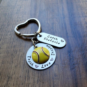 Softball Coach Gifts - Softball Coach Keychain - Coach Gift - Coach Keychain - Hand Stamped Personalized